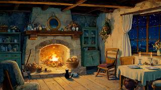 Magical Cottage Night ✨ Disney Oldies Playing in Another Room | Soft Disney Vibes & Fireplace screenshot 1