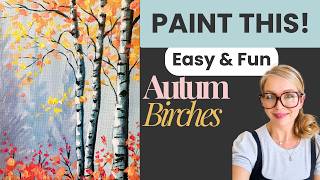 Paint & Relax with Me! 🍁 Magical Autumn Birch Trees (Beginner Friendly) screenshot 4