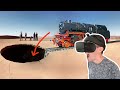 Train Vs Giant Pit in 360° (MrBeast Challenge)