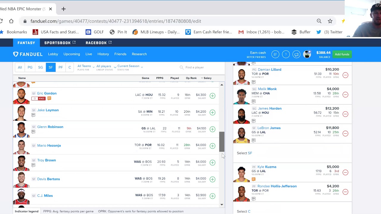 Early NBA DFS thoughts for Fanduel by BobbyFi 11/13/19 YouTube