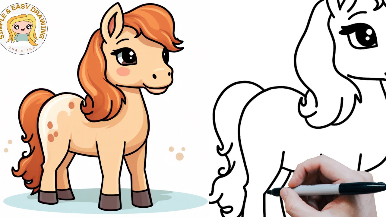How to draw a Little Cute Pony - Easy Drawing Tutorials