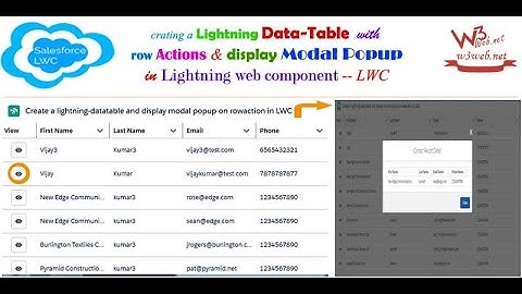 LWC Datatable with Row Actions and Display a Modal Popup on Click View Icon Button – LWC