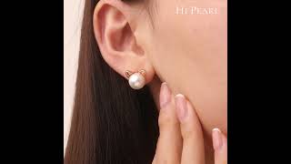Hi Pearl 5mm White Animal Round Pearl Stud Earrings