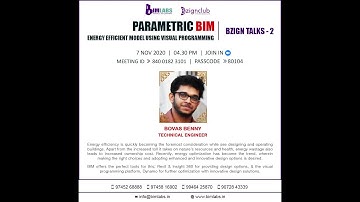 BZIGN TALKS-2 |PARAMETRIC BIM–Energy Efficient Model using Visual Programming | BOVAS BENNY |BIMLABS