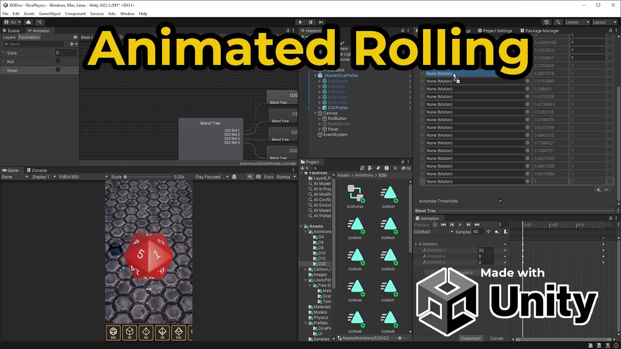Making Animated Dice Rolls – Unity Tutorial/Devlog: Animation, Animator, Blend Tree, Gimble Lock