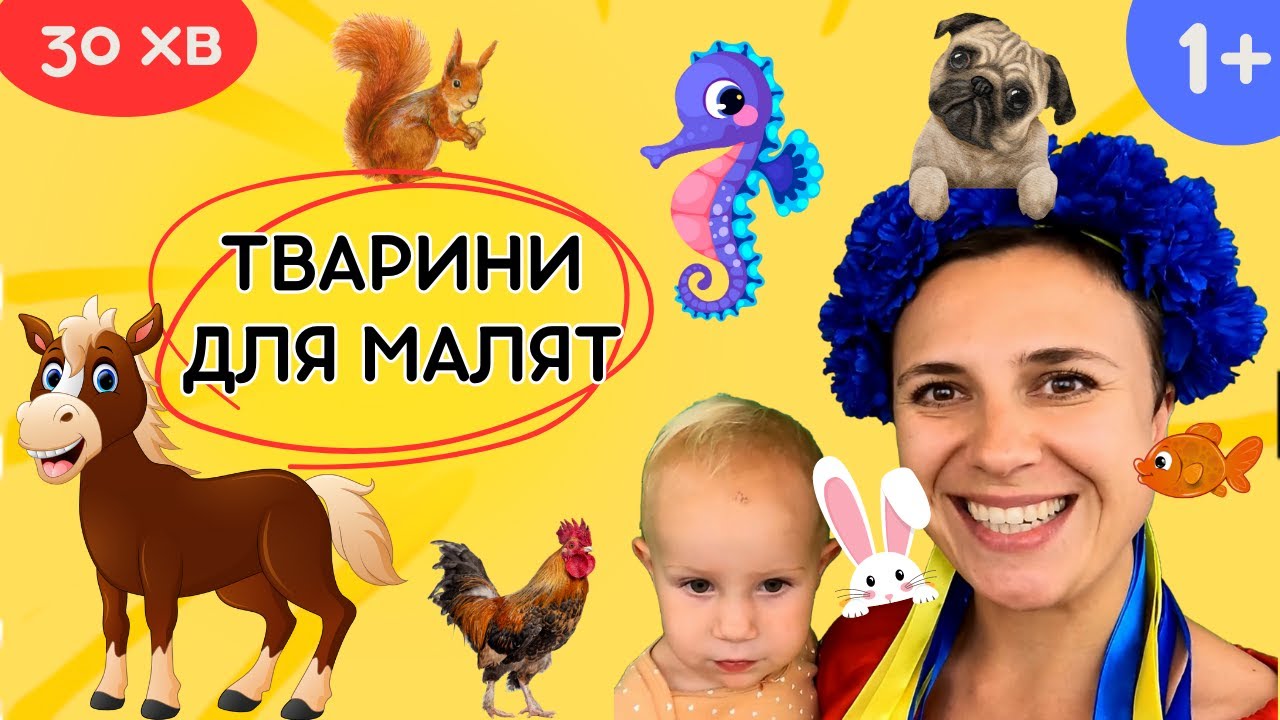 🐳🦊🦃 ТВАРИНИ у морі, у лісі та на фермі - навчальне відео для дітей українською