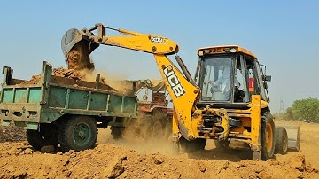 Jcb 3DX Kirloskar Backhoe Loading Field Mud | Eicher 380 and Massey 241, 1035 Tractor with Trolley