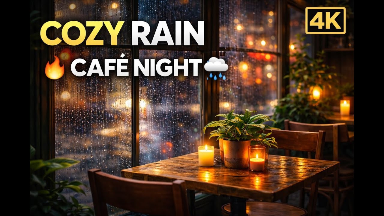 Relaxing Café Ambience ☕🌿 Cozy Rainy Coffee Shop | 4K Screensaver | 4 ...