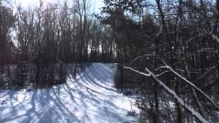 Ben down a hill on the Ironwood trail at Cleary