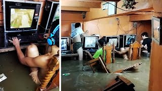 Typhoon Flood Can't Stop These Gamers by Viral Press 6,423 views 2 years ago 1 minute, 13 seconds