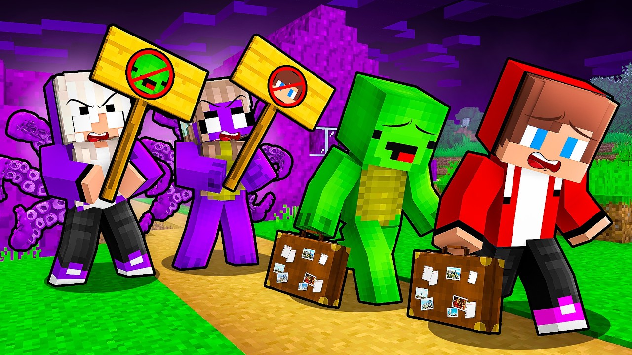 JJ and Mikey Were KICKED OUT By DARK GIRLS in Minecraft - Maizen
