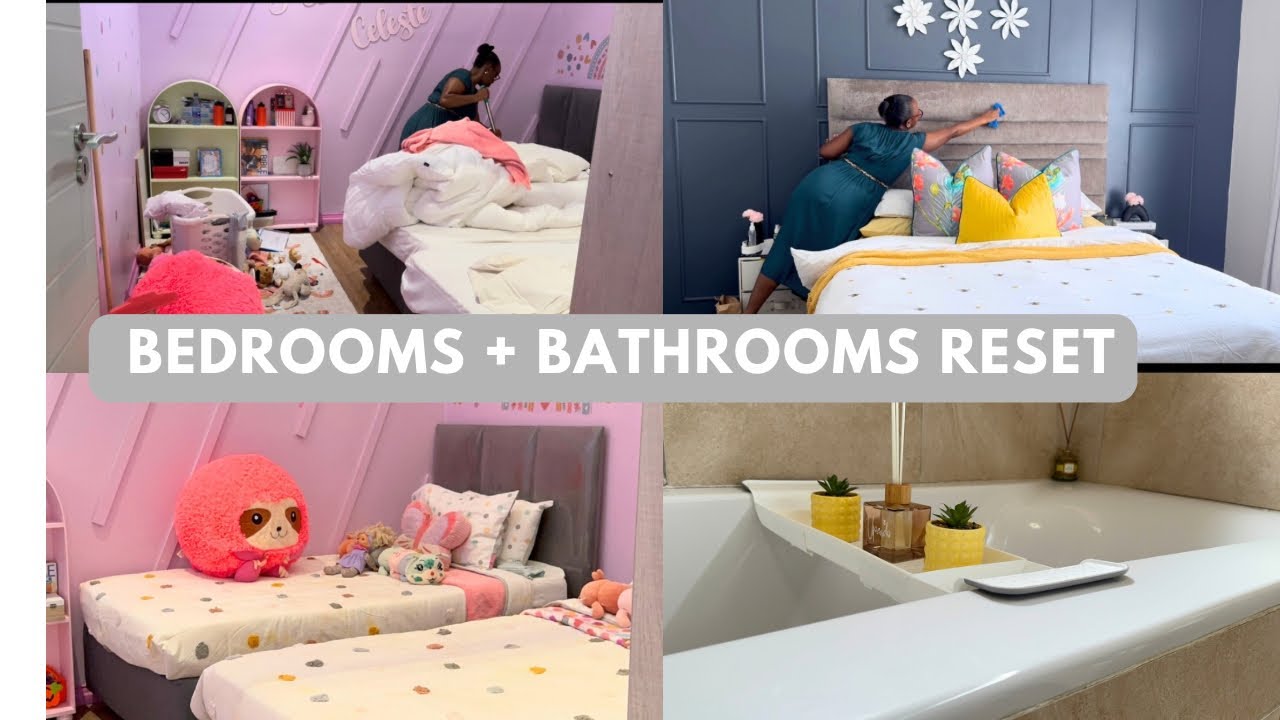 Realistic Mom Reset Routine | Bedrooms + Bathrooms Deep Clean| Homemaking Diaries|Silent Vlog