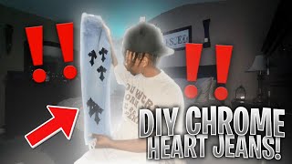 DIY CHROME HEART JEANS ‼️