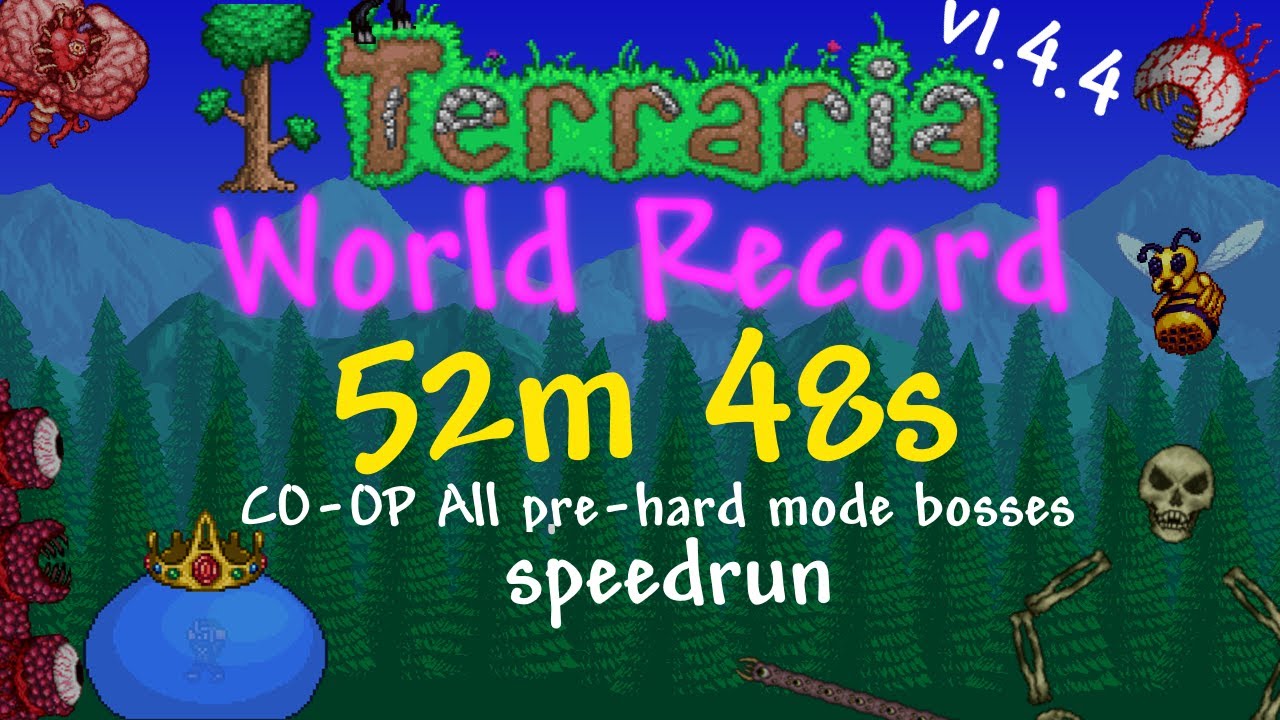 World Record Terraria PreHardmode Bosses CoOp Speedrun 52m 48s YouTube