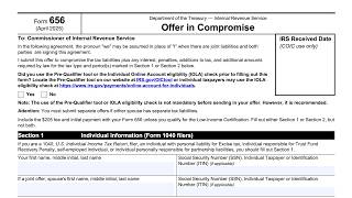 IRS Form 656 walkthrough (Offer In Compromise)