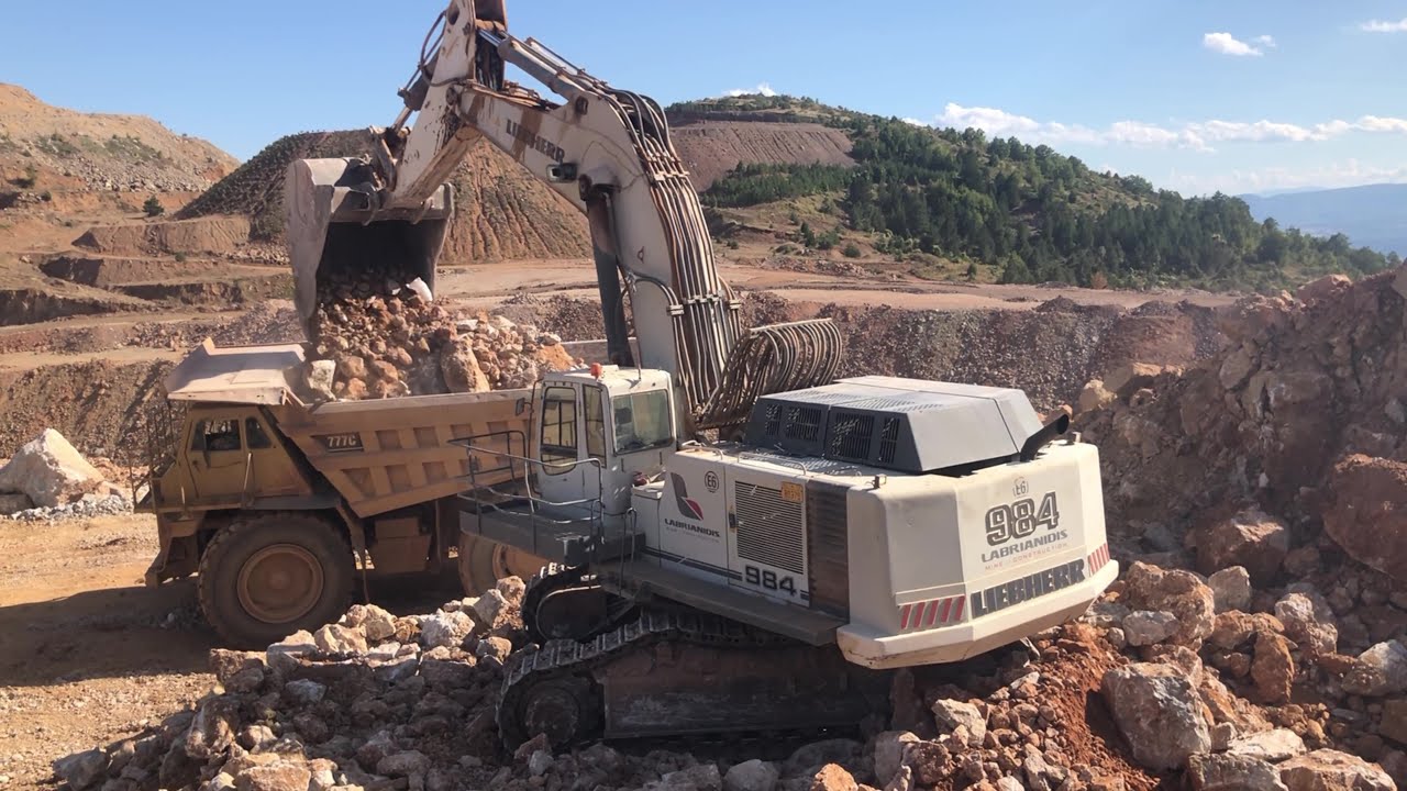 Liebherr 984 Excavator  Loading Caterpillar Dumpers On A Metal Mine - Sotiriadis/Labrianidis Mining