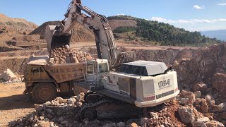 Liebherr 984 Excavator Loading Caterpillar Dumpers On A Metal Mine - Sotiriadis/Labrianidis Mining