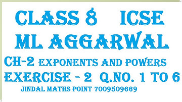 ICSE Ch-2 Exponents And Powers Ex-2 Q. No. 1-6 From ML Aggarwal For ICSE Class 8 Math