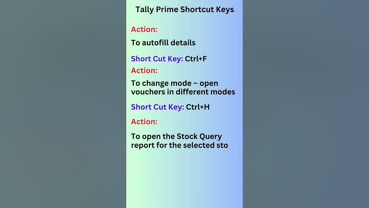 Autofill change mode stock query report tally prime and accounting