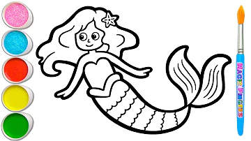 Mermaid Drawing, Painting and Coloring for Kids, Toddlers | Easy Drawing #278
