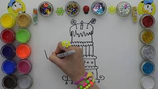 Birthday Cake Coloring Pages | Learn How To Draw Sweet Birthday Cake | Drawing For Kids Best Videos