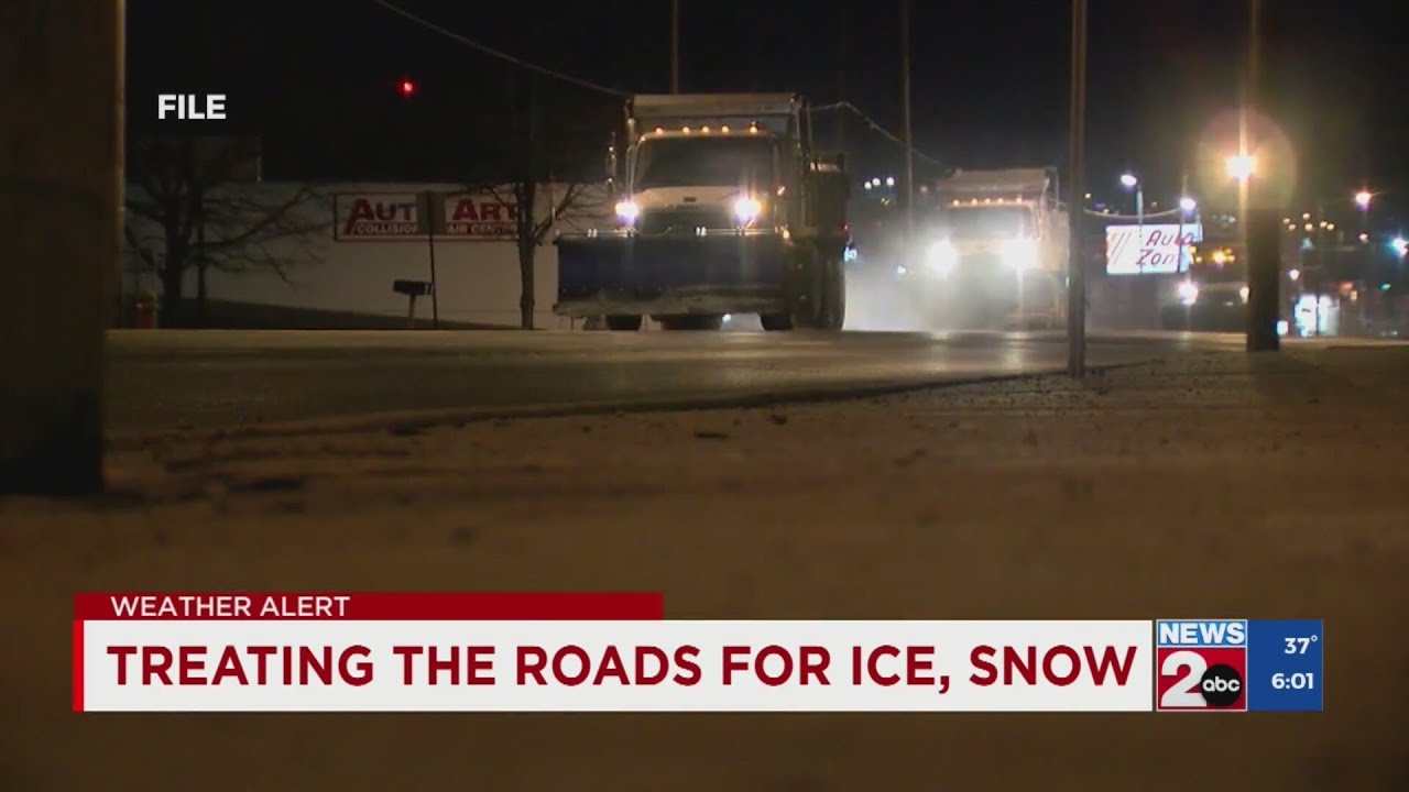 Treating roads for possible ice and snow - YouTube