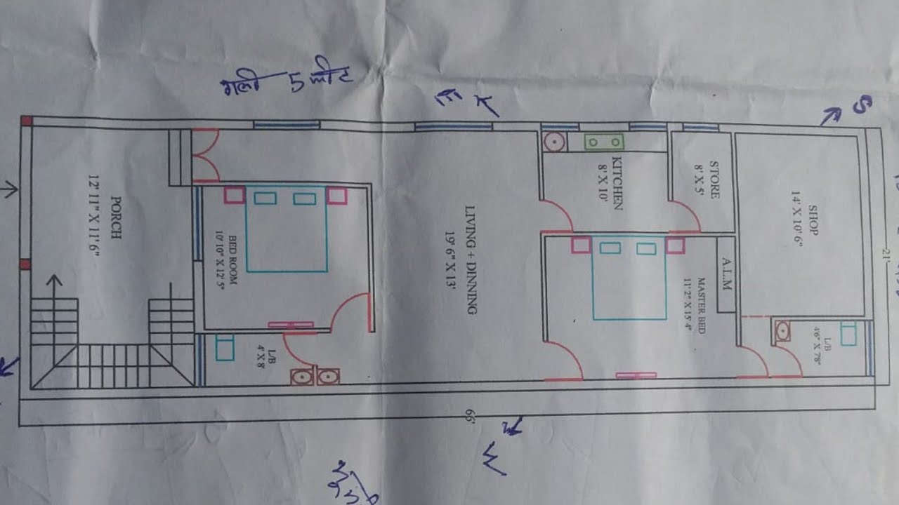 15 × 60 latest row house plan map naksha design with shop