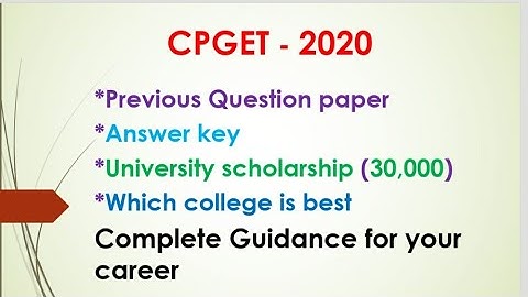 CPGET 2020 complete Guidance by OU Student || previous papers ||