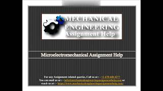 Microelectromechanical Assignment Help