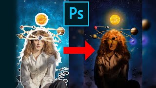 -planet crown girl- Photoshop Tutorial - Manipulation screenshot 1