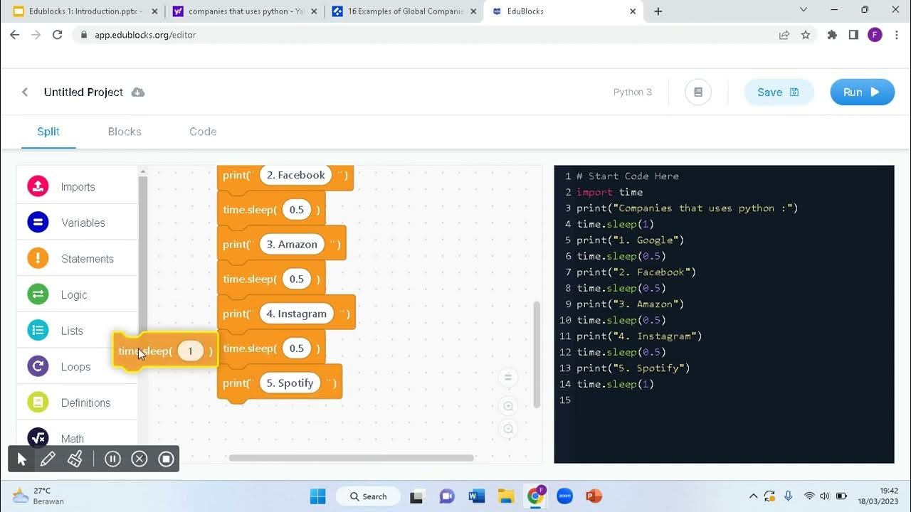 Belajar Coding menggunakan Edublocks - Python - YouTube