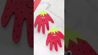 Handprint Strawberry Craft | Kids Craft #shorts #art #craft #dailyshorts #artwork #diy #Pencil&Paper