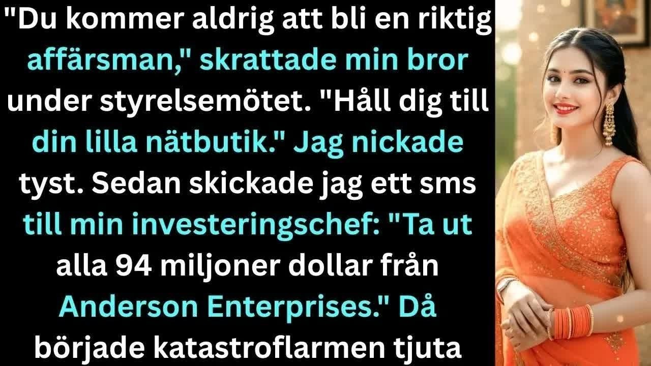 Jag satt längst ner vid familjeföretagets styrelsebord medan min bror Markus tog åt sig äran för ännu ett rekordkvartal. Inför hela rummet log han mot mig och sa: ”Jag driver ett företag värt 200...
