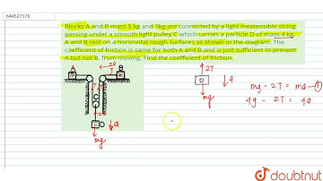 Blocks A and B mass 5 kg and 3kg are connected by a light inextensible string passing under a sm...