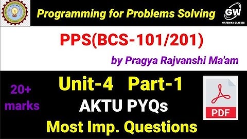Part-1I Unit-4 PPS I AKTU I B.Tech First Year I by Pragya Rajvanshi Ma