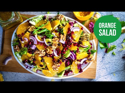 Easy Orange Salad  Recipe - Avocado Orange Walnut Salad -  Orange Dressing - Healthy & Gluten Free