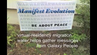 Manifest Evolution
Manifest Evolution combines three threads into one project. It is an entry into the Virtual Residency project. Responding to the call for virtual residency, visions of evolution migrate to virtually reside in channeled artworks. Thread one is the gathering of visions at the time of the first full moon after the June solstice (see Mt Shasta and the Galaxy People book, http://tinyurl.com/3u55a76). Thread two is thanking the water in the Emoto project (see http://www.masaru-emoto.net ). Thread three is the Virtual Residency theme of migration (see http://www.virtual-residency.net ). The storyboard covers three days from July 9-11, 2006 chronologically, showing how the threads come together.
Storyboard: http://tinyurl.com/444c3w7
Description: http://tinyurl.com/3emwyj7
Images: http://tinyurl.com/3t7r2yt
July 9, 2006 at 7 a.m.
I walk downhill to gather river water for a global ceremony thanking water. I plan to invite Galaxy People (GP) to help manifest evolution for us on earth. The GPs flow in on the first full moon past the June solstice. Several houses in the neighborhood along the way have signs saying BE ABOUT PEACE in a background of WAR WAR WAR WAR ... . This helps phrase my intention. I pray to water and the GPs to help us evolve peacefully. The sound of waves breaking on shore is how I feel and is the theme song. Pause to honor intention as the sound of waves sublimates. The river is peaceful, filling the bottle with water.
Coming up the grassy bank, pause to honor water: from river to bottle to dew on earth and in eyes.
In the park on the way home, secluded in a sacred grove, partially paved around with an interlocking pattern, I find a magical pedestal. Placing the bottle on it, I repeat, Thank you, water.
Pause to honor the vision of a fountain. Water separating, split on rise, pumped up two sides of a heart shape. In the middle, waters mingle as one on the fall, pooling at the base. See an animation of the heart fountain. This is a concrete representation of the idea of loving synergy. The design could be migrated to the model house Europe.
Pause to honor heart-fountained water transfer to the container. Pour the water into a large glass.
July 10 at 10:03 p.m.
July 10 at 10:03 p.m. EDT is the full moon time. Welcome Galaxy People to virtual residency project. Ask particularly for crop circle pictures to harmonize climate on earth. Ask Galaxy People to send blessings to the water which I have gathered from the river here.
Pause to honor the lightning energy strikes generating splumes. Vision of splumes, having to do with the adaptation of Galaxy People to earth. So different from the angular beings received at Mt. Shasta, which was new approximation to the gross interface of our reality. Now they are accustomed and delicately free.
Pause to honor the splumes. Vision of a splume, formed of splumes fractally. Splume development is patterns within patterns, ad infinitum. It is similar to a Madelbrot set. It repeats exactly and is infinitely scaleable. It is a spindrel traveling pattern.
Pause to honor splumes migrating in the light of the Full moon
Pause and pause again to honor the messages crystallizing in the water in the light of the full moon. Ask that the Galaxy People put messages into the water about climate crisis and our mutual evolution.
July 11 6 a.m.
Awakening to intensified colors. Glittering solid liquid diamond like filling of water, is because all 1024 of the Galaxy People joined in. When groups travel, individuals fit together with what fits best, so the result is fairly homogenous tribes.
Detail of diamond water. I photograph the water and email to Emoto. During the Thank Water ceremony, water photographs from around the world send blessings to the water there. Emoto photographed water crystals before and after blessing.
Pause to honor the movement from blessed water to aura. Vision of an aura grid blanketing earth, gifted by Galaxy People, which we can internalize. At first sight, it was just like light rainbow glittering snow all over every surface. There was a quick subvision of a person, with the white kind of crumpling in, like it was absorbed through one area, or shrink wrapped to an inner part of the person. Might even have sucked some from surroundings. Watching someone sweeping seeds from a tree that were all over the street and clogging the water drain, I envisioned white stuff of earth aura flowing up and over him. It is some kind of aura food available for growth and understanding.
With the second person, the seed-gatherer, it was more like a hologram screen, like the grid preview in a cubic QTVR movie.
Pause to honor the integration of aura. At the end of meditation, I got an image of icy white on left and warm scarlet on the right. The movie ends in white and red orbs to assist integration and assimilation of info from the Galaxy People. Words: receive * absorb * assimilate * transmit * exude.
Pay attention to manifest evolution. Manifest Evolution