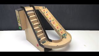 How to make Marble Run with escalator out of cardboard