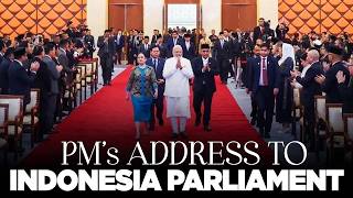 PM Narendra Modi addresses the Indonesia Parliament