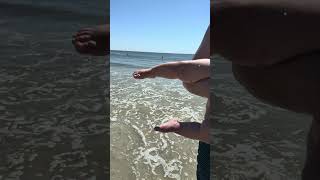 Baby Meets Ocean Waves for the First Time 🌊🥹