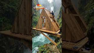 Amazing Waterfall Cabin Build Transformation | Cozy A-Frame House in Nature #amazingtransformation