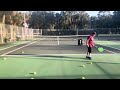 Hitting two handed drills of the Slinger ball machine