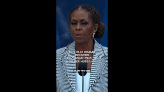 Michelle Obama delivers emotional tribute to her husband