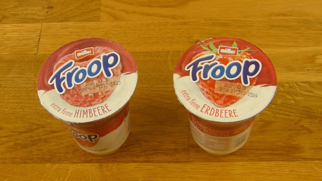 Müller Froop Strawberry & Raspberry / Erdbeere & Himbeere - YouTube