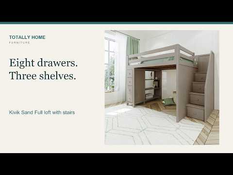 Kivik Sand Full Loft Bed with Stairs video overview