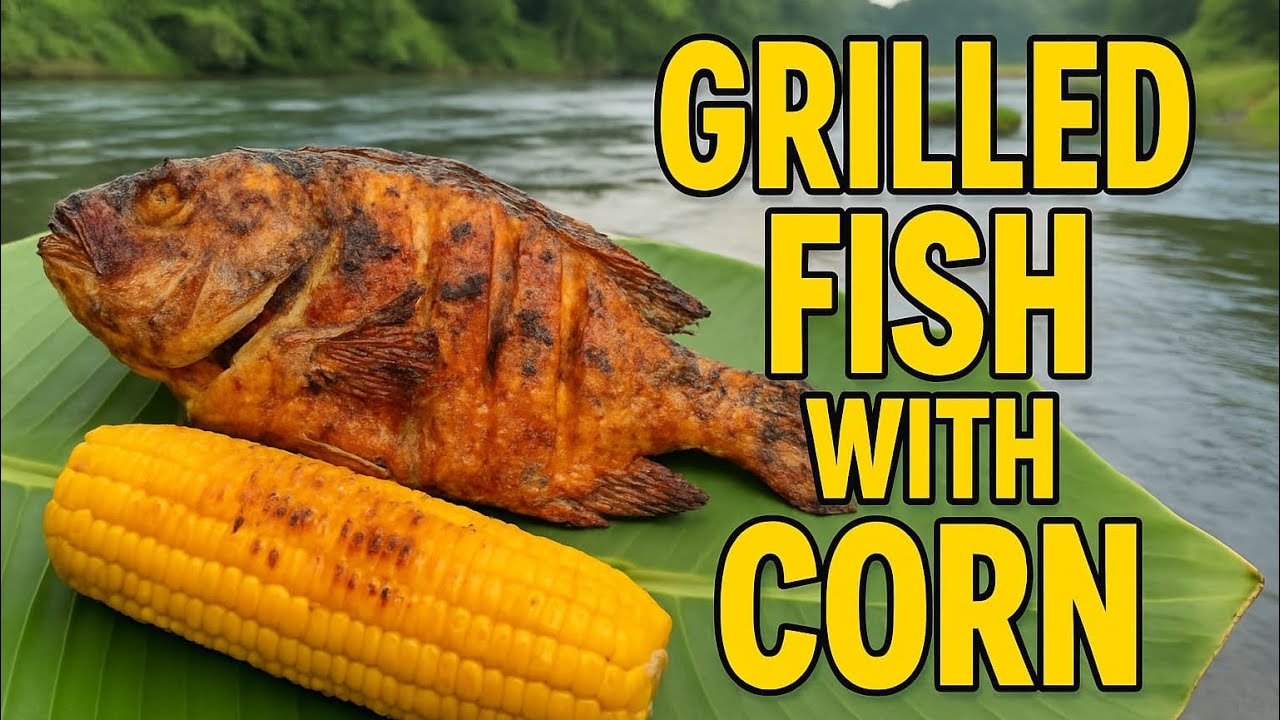 Flaking Fish BBQ Fish Grilling & Corn Flaking: Fresh Catch from River to Plate ...