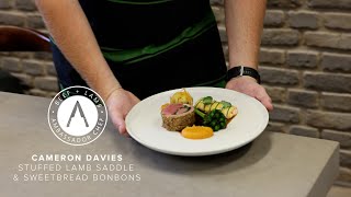 Rolled lamb saddle stuffed with spinach and garlic by Cameron Davies