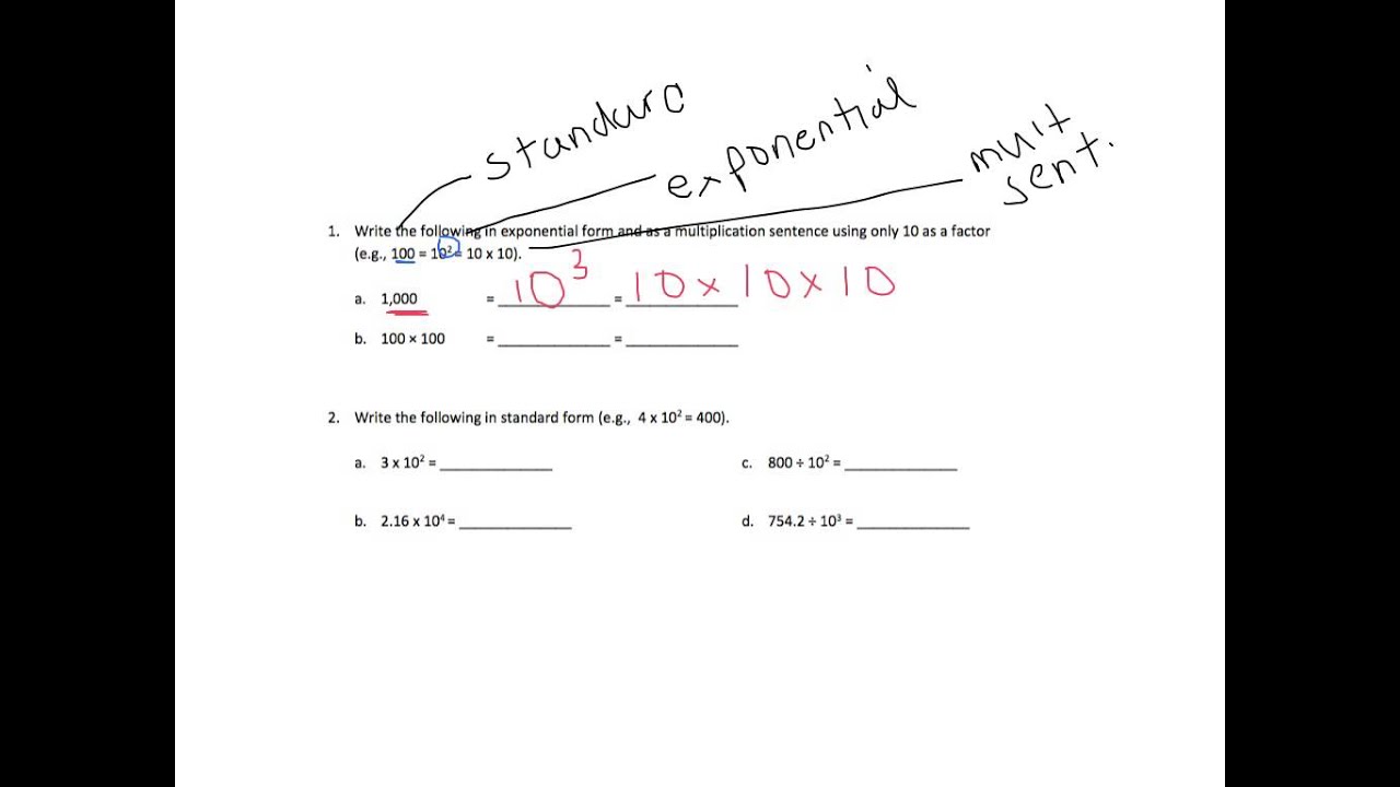 Use Exponents To Name Place Value Units Solutions Examples Videos Worksheets Lesson Plans