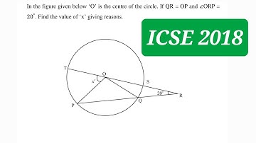 In the figure given below ‘O’ is the centre of the circle. If QR=OP and angle ORP=20. Find x. ICSE18