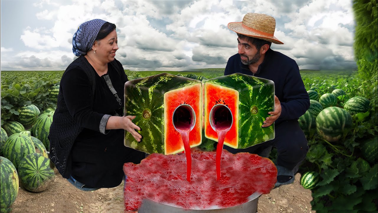 מיץ אבטיח טרי וסוכריות אבטיח